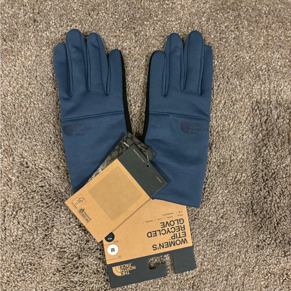 Blue North Face gloves
